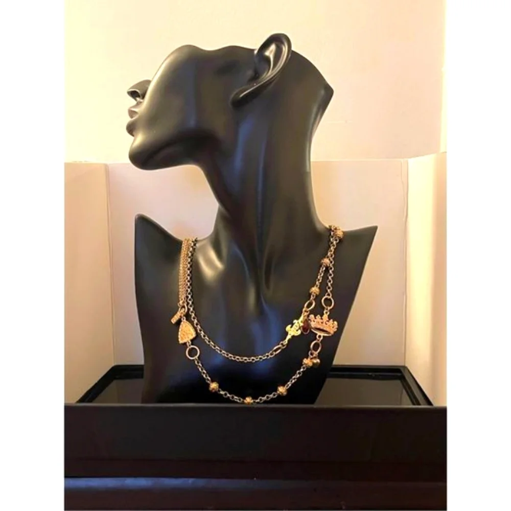 ⭐ NWT Women's Multi-Layered Gold Chain Charms & Gemstones Necklace 42in